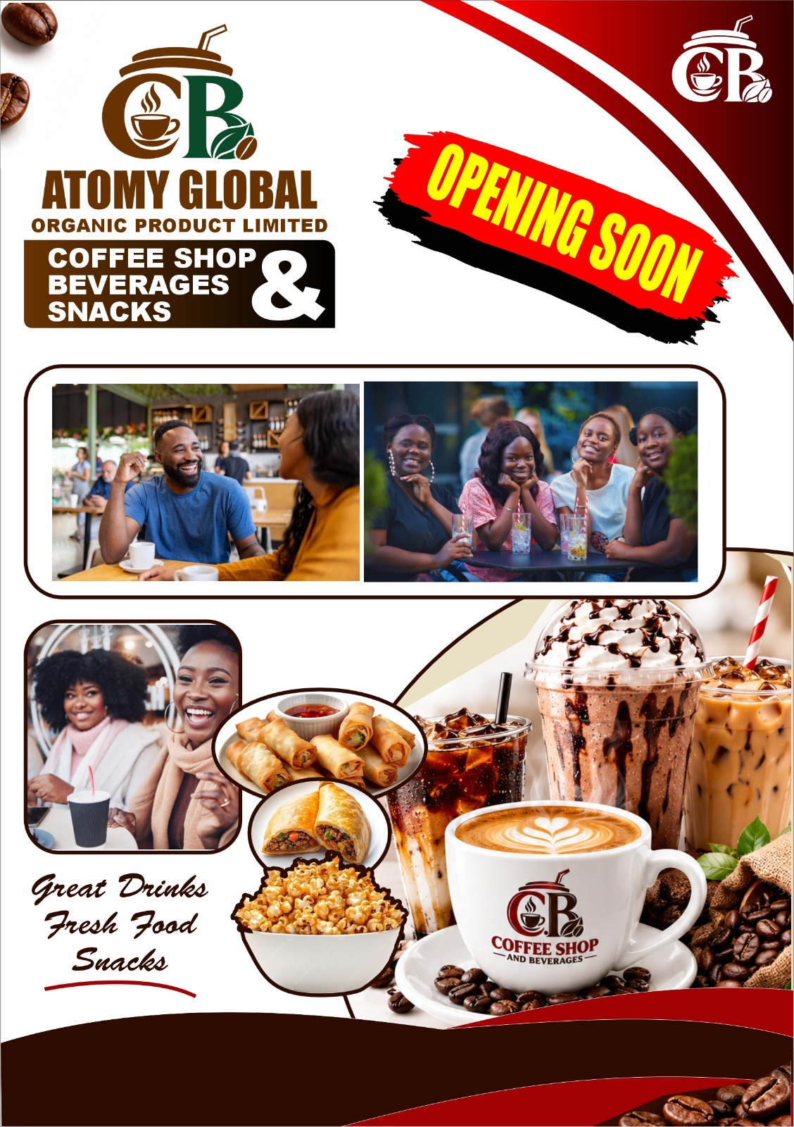 Atomy Global Organic Product Limited coffee shop, beverages and snacks. Opening soon.