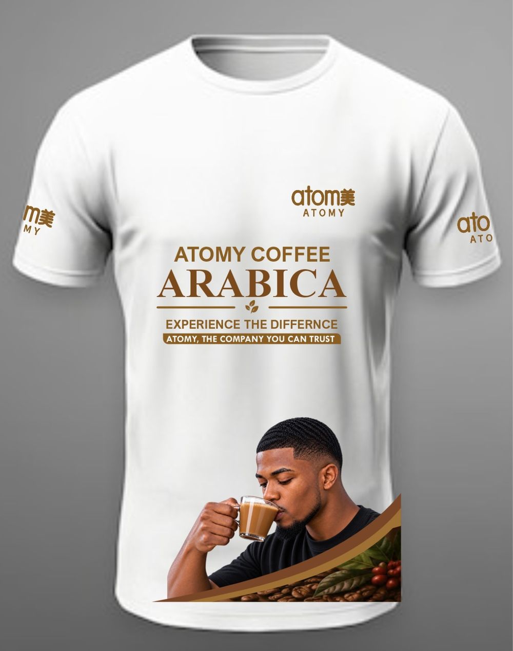 White Atomy Coffee Arabica shirt, front design